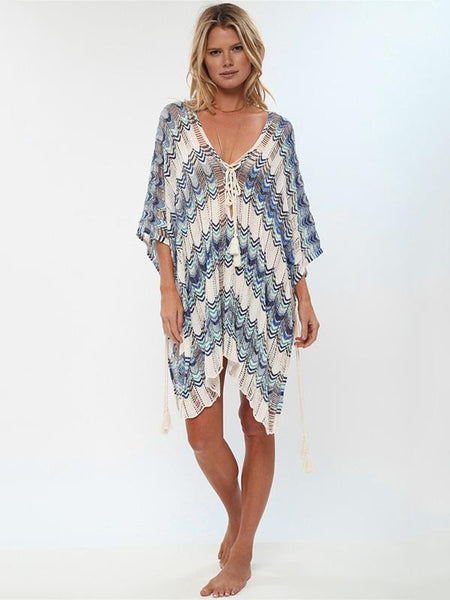 Vacation Contrast Color Bandage Cover-ups Swimwear