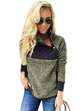 New Diagonal Collar Button Long Sleeve Side Pocket Wool Pullover Sweatshirt 