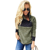 New Diagonal Collar Button Long Sleeve Side Pocket Wool Pullover Sweatshirt