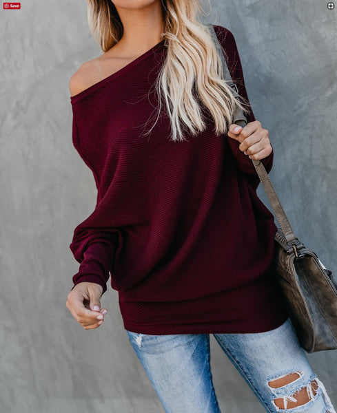 Women Fashion Knitted Long Sleeve Sweater 