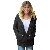 Loose Long Sleeve Faux Fur Hooded Thicken Cardigan Sweater