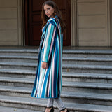 Colorful striped long sleeve wool coat