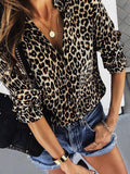 Long sleeve leopard print button shirt
