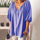 Solid Color Lantern Sleeve Blouse