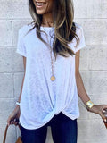 Fashion Round Neck Short Sleeves Irregular Crossed T-shirts