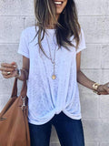 Fashion Round Neck Short Sleeves Irregular Crossed T-shirts