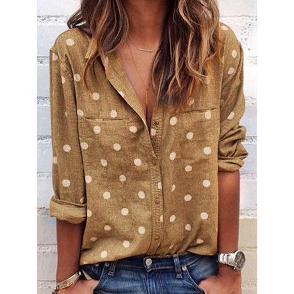 Fashion Women's Casual Lapel Dot Blouse