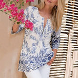 Vacation Bohemian Printed 1/2 Sleeve Blouse