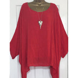 Bat Sleeve Solid Color Blouse