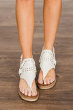 Women Buckle Flip-Flops Canvas Flat Heel Sandals