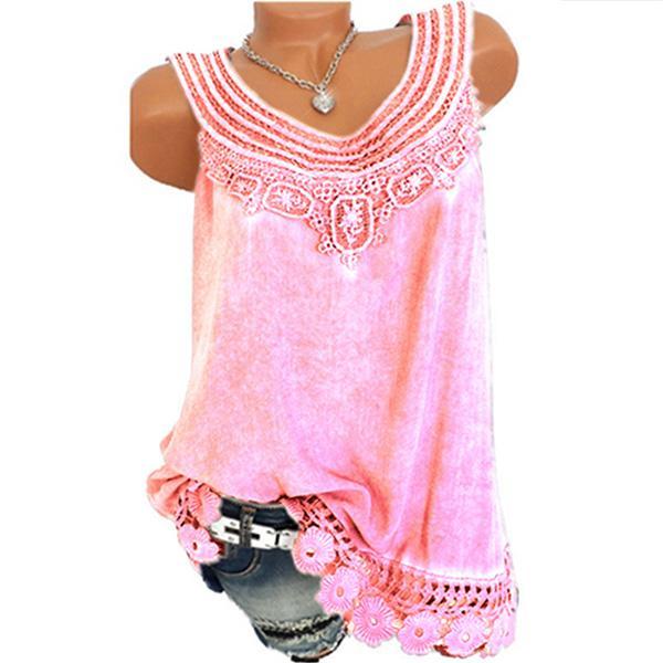 Lace Sleeveless Solid Color Vest