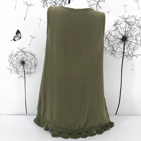 Lace Sleeveless Solid Color Vest