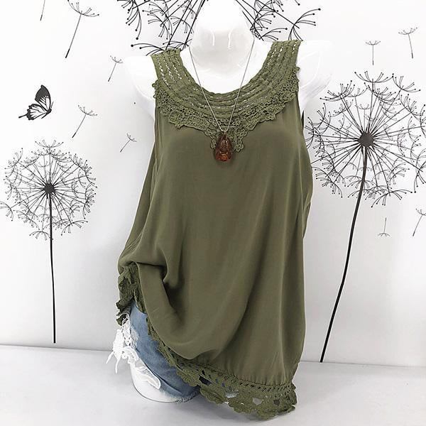 Lace Sleeveless Solid Color Vest