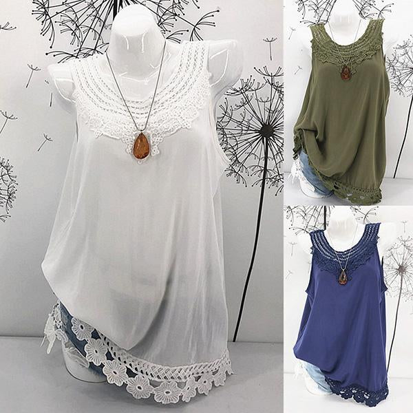 Lace Sleeveless Solid Color Vest