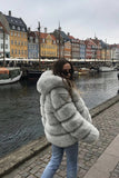 Women Winter Hoodie Fluffy Fur Long Sleeve Coat