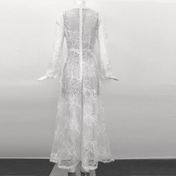 Vintage Lace Embroidery Party Wedding Dress