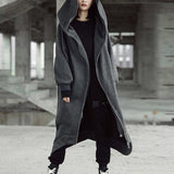 Fashion Oversize Long Hooded Jacket Autumn Women Gray Loose Hoodie Long Coats 