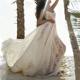 Women White Plus Size Hollow Out Elegant Wedding Dress