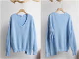 V-Neck Irregular Knitted Loose Sweater