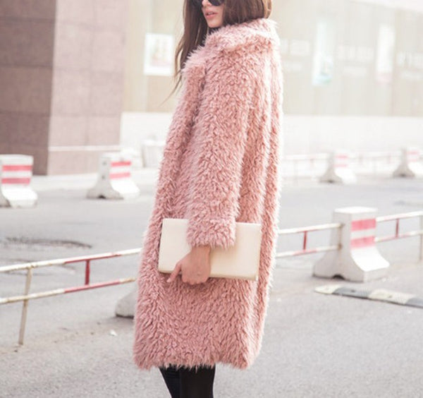 Women Winter Long Sleeve Furry Coat 