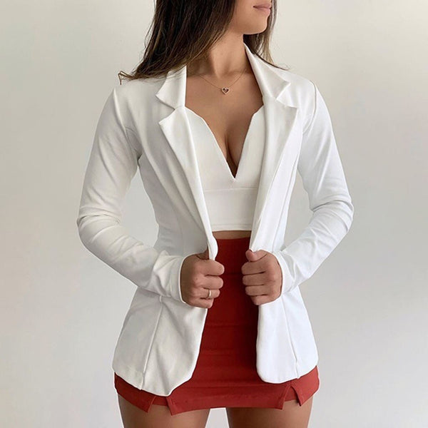 Long Sleeved Solid Color Slim Coat Tops