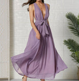 V-neck Elegant Bandage Evening Party Maxi Dress