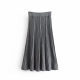 Vintage Simple Style Knitting Long A-line High Waist Skirt 