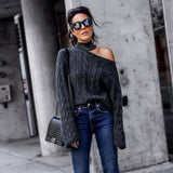 Women Long Sleeve Oversize Turtleneck Knit Sweater Tops