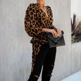 Women Long Sleeve Leopard Print Loose Blouse