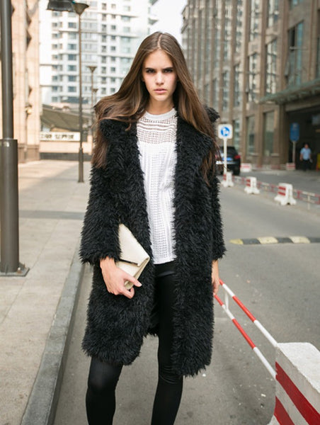 Women Winter Long Sleeve Furry Coat 
