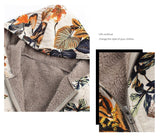 Floral Print Hooded Pockets Vintage Plus Size Coats