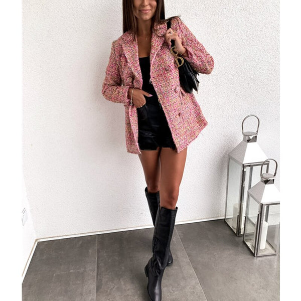 Turn Down Collar Doubler Breasted Blazer Coats