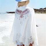 Women Print Lace Swimwear Cover up (As show One Size)