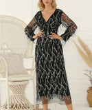 Plus Size Tassel Sequin Evening Party Maxi Dress