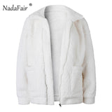 Women  Zipper Plush Thick Casual Plus Size Lamb Winter Faux Fur Coat