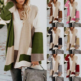 Open Stitching Casual Loose Long Sleeve Cardigan Sweater