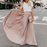Summer Women Fashion Solid Color Elastic High Waist Skirt 