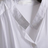 Women Casual Big Size Solid Color Spilt The Fork Single Breasted Loose Waist Shirt Blouse