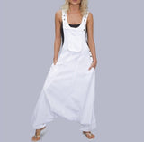 Women sleeveless Casual Button Pockets Solid Jumpsuit 