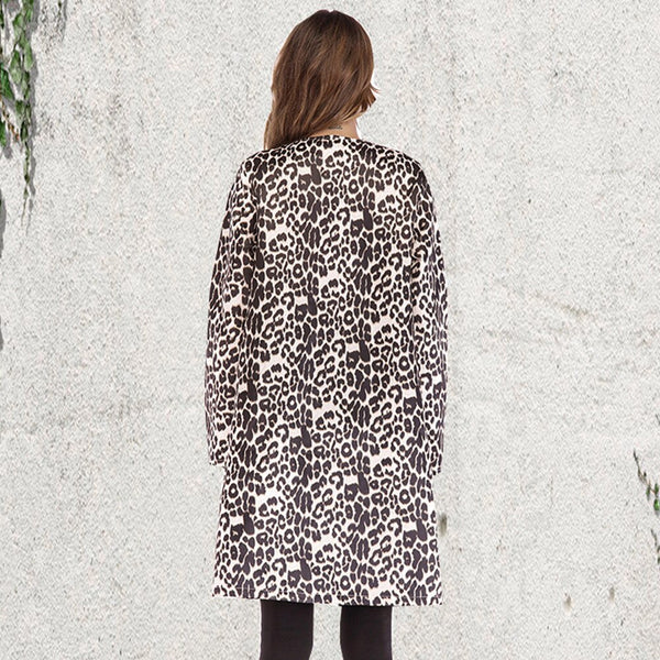 Women Fashion Leopard Print  Casual Turn-Down Collar Jacket 
