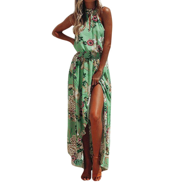 Women Fashion  Boho Floral  Sleeveless Maxi Dresses