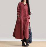 Women Fashion Cotton Linen Long Sleeve Maxi Dress