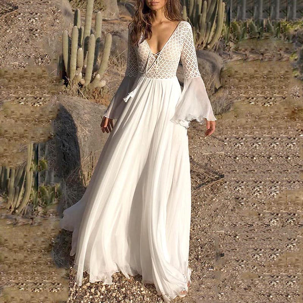 Women New Stylish Bohemian Long Sleeve Maxi Dress