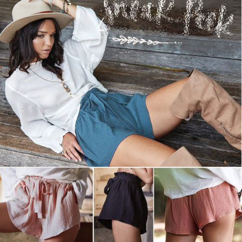 Women Female Casual High Waist Shorts With Belt Solid  