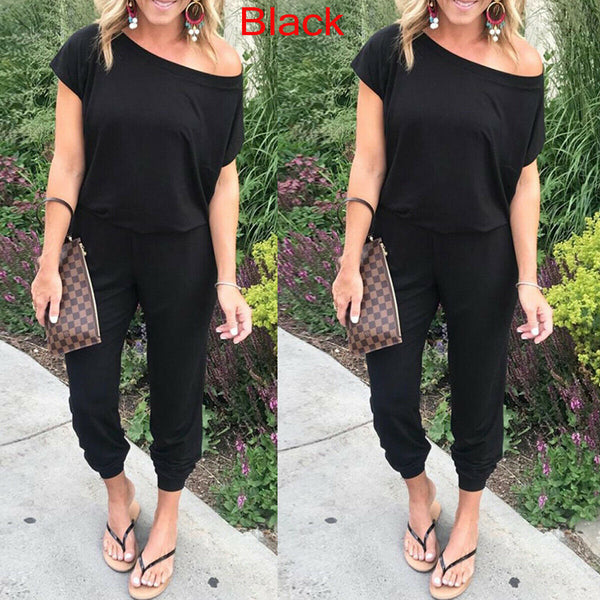 Women Casual One-Shoulder Wide Leg Jumpsuit