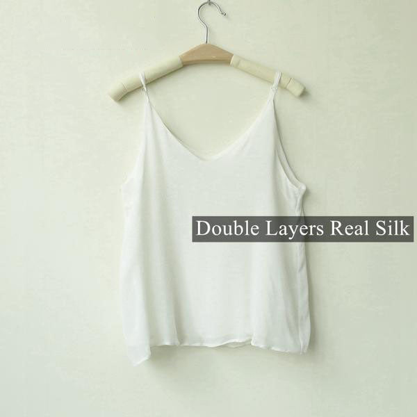 Women 100% Real Silk  Sleeveless Solid Blouse
