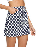 Women checkerboard High Waist Sexy Mini Skirt