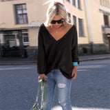 Women  Fashion Casual Loose Pullovers V-Neck  Sweater