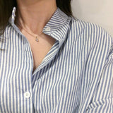 Women Style Striped Shirt With Belt  Casual Long Sleeve Turn-Down Collar Mini Dress