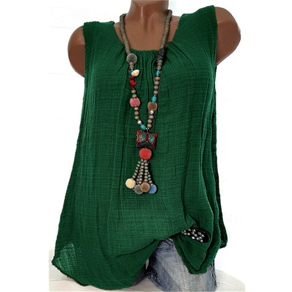 Women Sexy Sleeveless O Neck Solid Casual Blouse